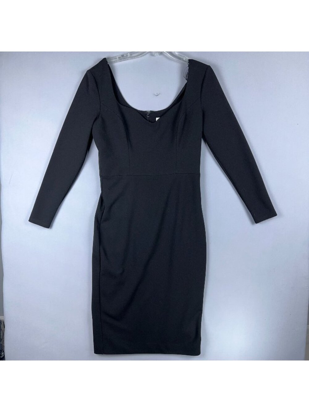 Dress The Population Sheath Dress Black Long Sleeve Scoop Neck  Womens Size L
